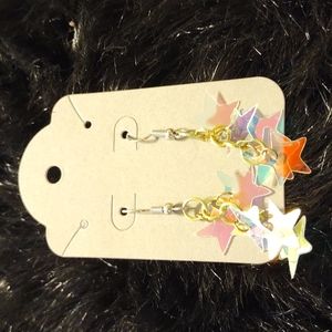 Yellow Chain Star Earrings